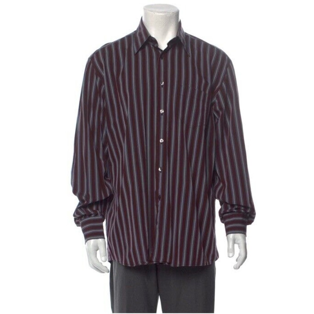 Dolce Gabbana Mens Dress Shirt Sz 17/43 XL Striped Purple Retro Formal Italy - Picture 1 of 10